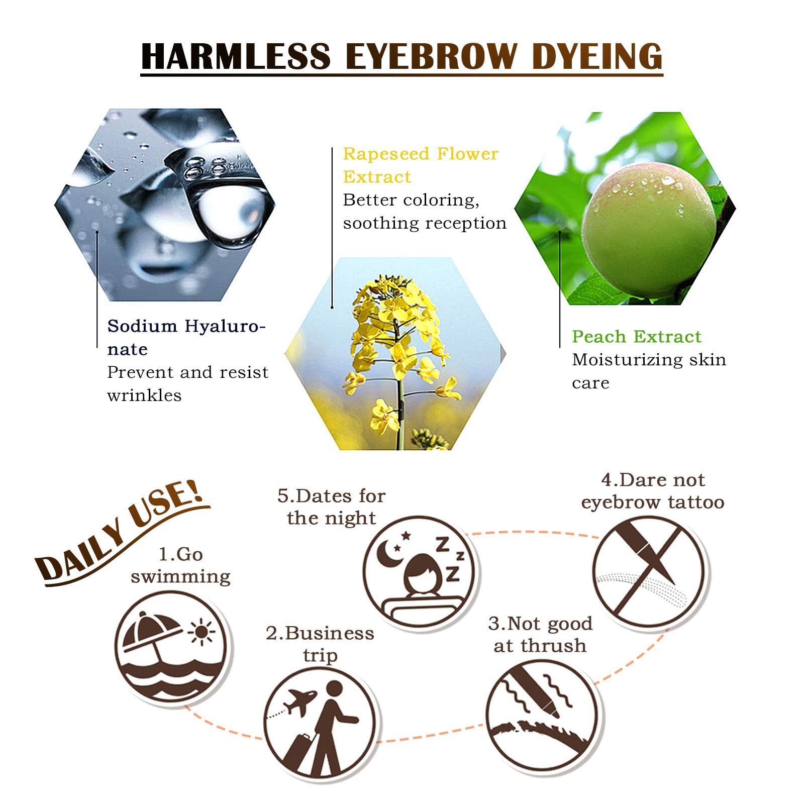 LSxia soft brush head ensures even brow color application.