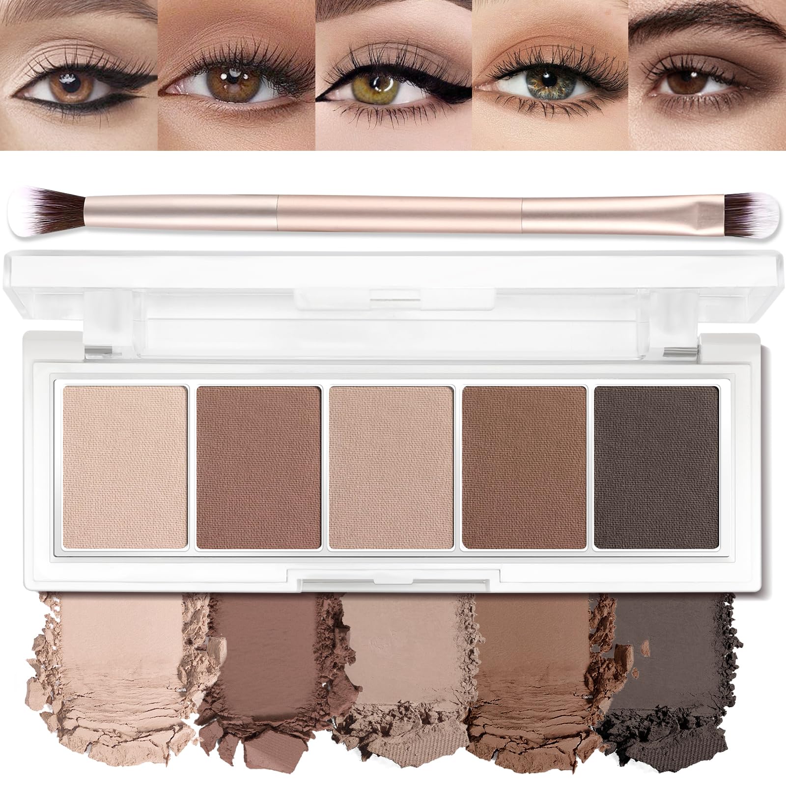 Paleta LSxia de sombras mate close-up con tonos neutros para diario.