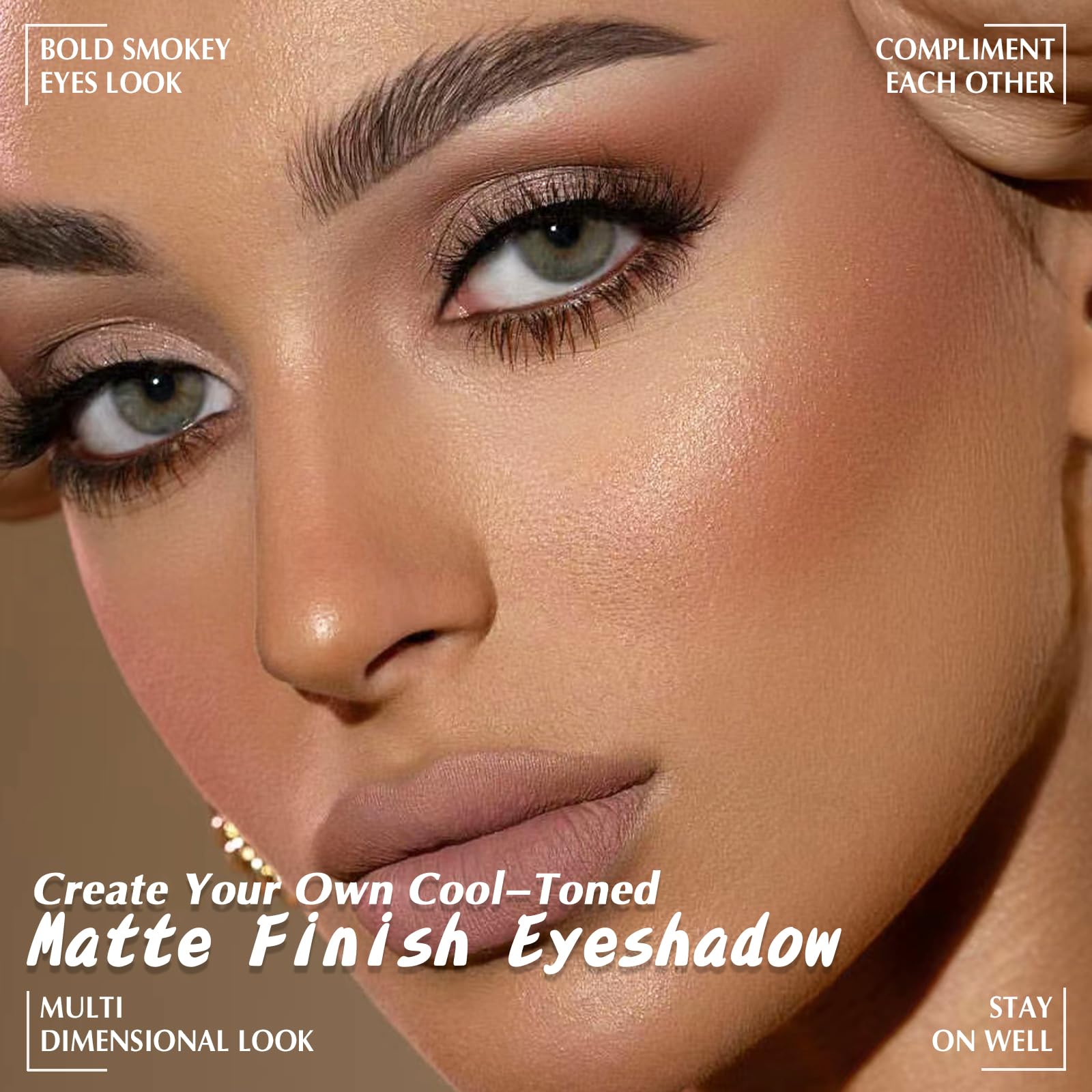 Muestra LSxia paleta con sombras mate en nude y taupe para looks diarios.