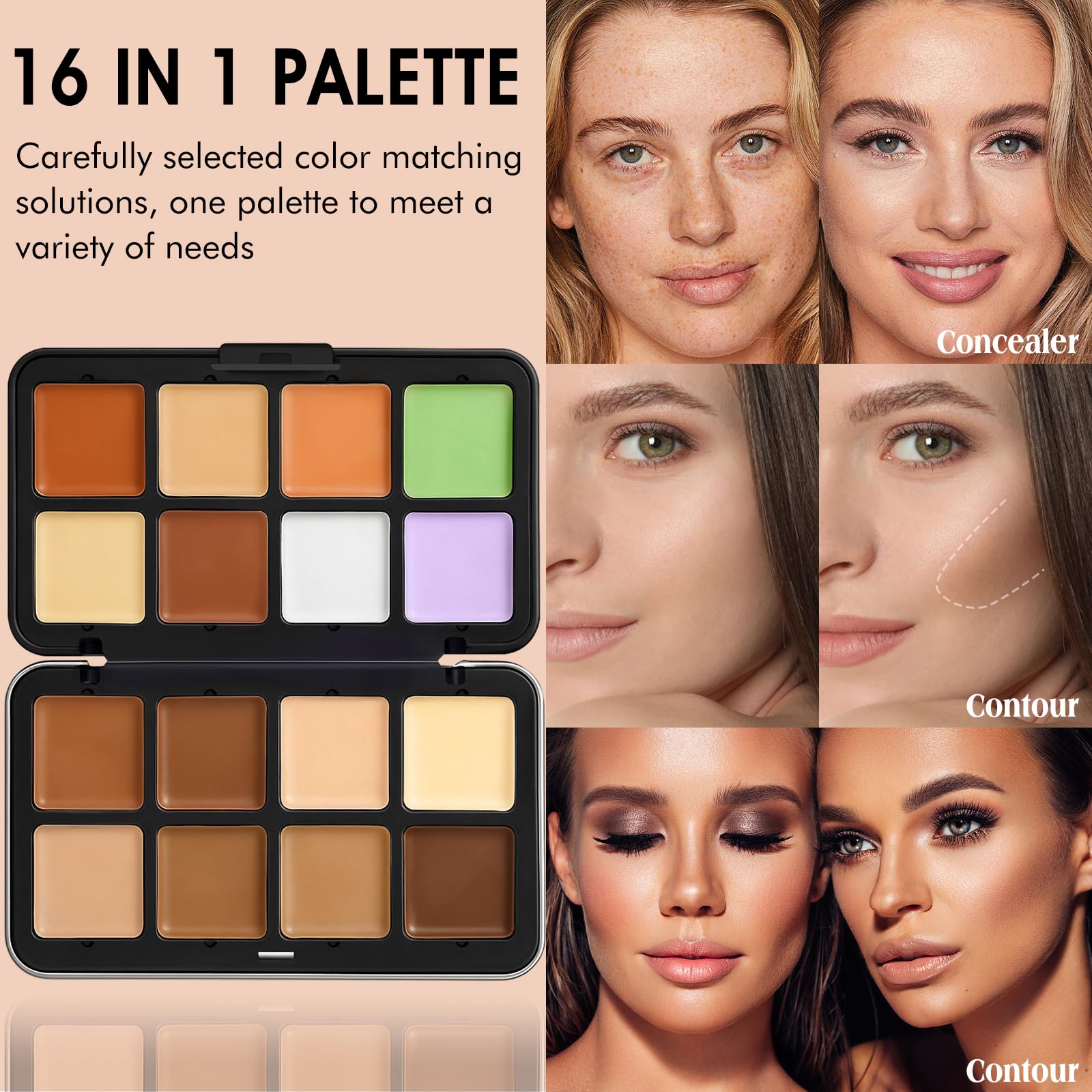 LSxia palette in use with brush for easy contour and concealer blends