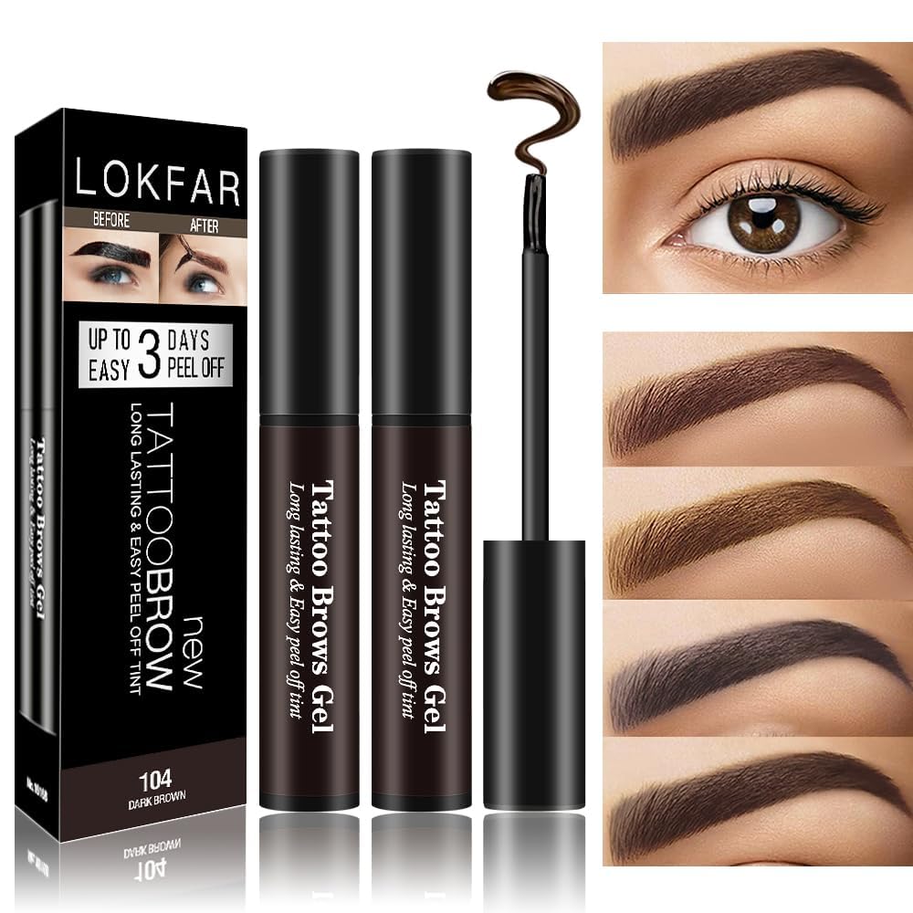 LSxia peel-off eyebrow gel set dark brown for long-lasting natural brows.