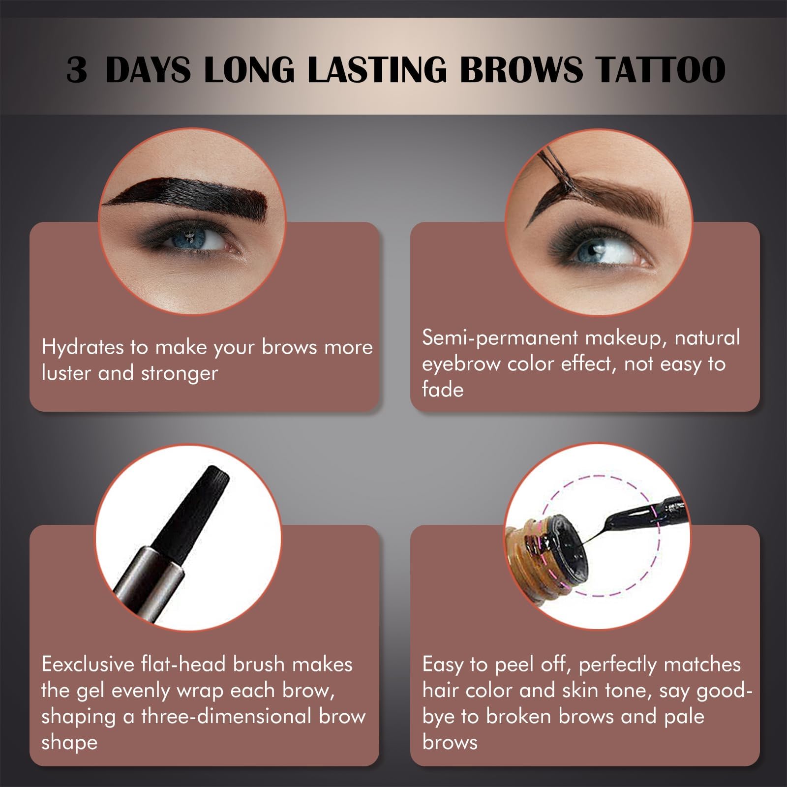 LSxia peel-off eyebrow gel set gray brown for cool-toned brows.