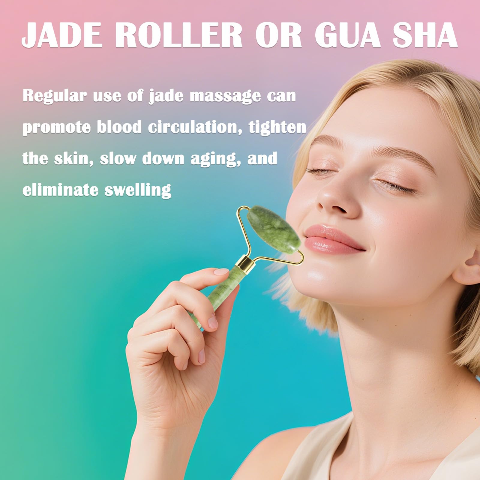 LSXKAMIX jade roller double-head for targeted jaw and eye area relief