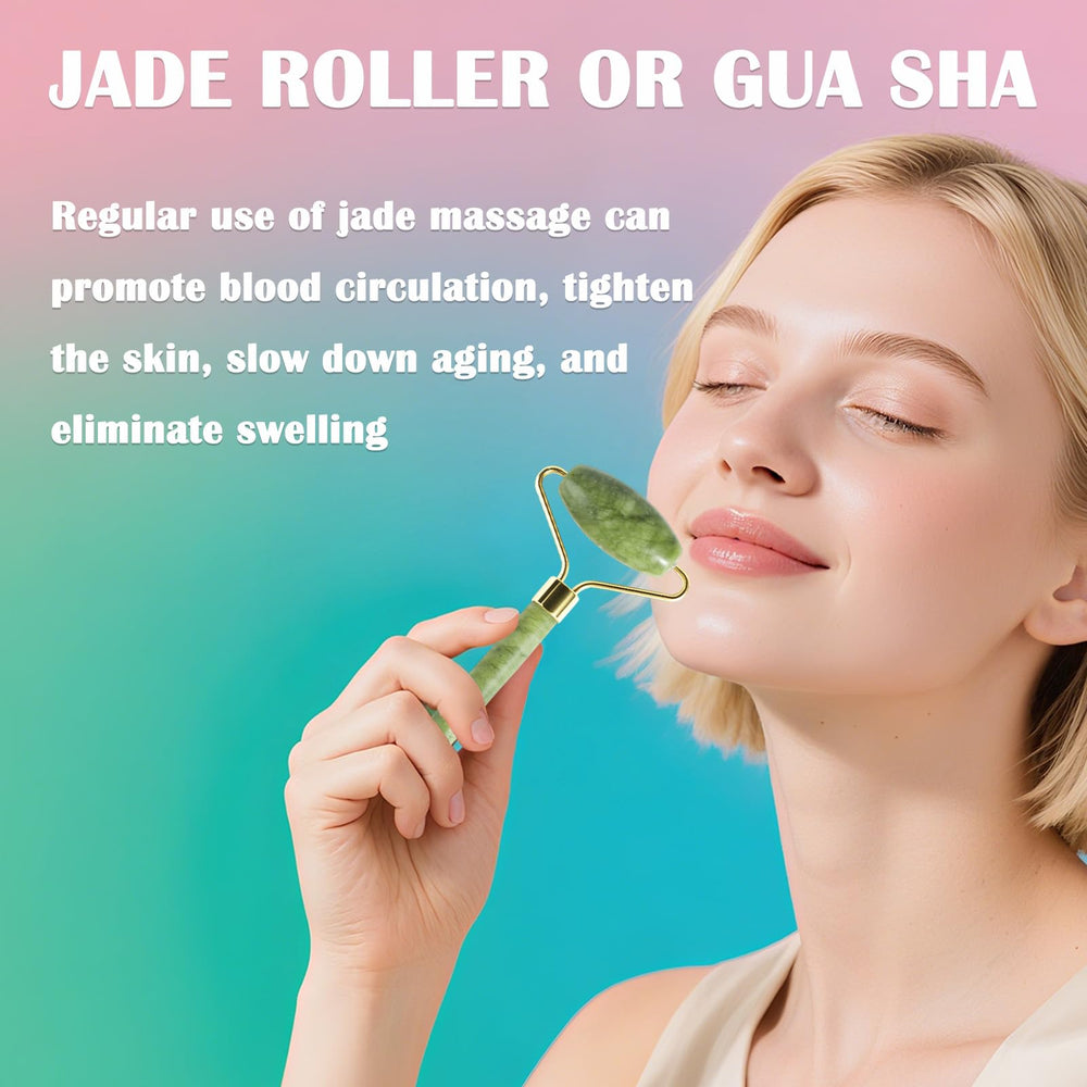 LSXKAMIX jade roller double-head for targeted jaw and eye area relief