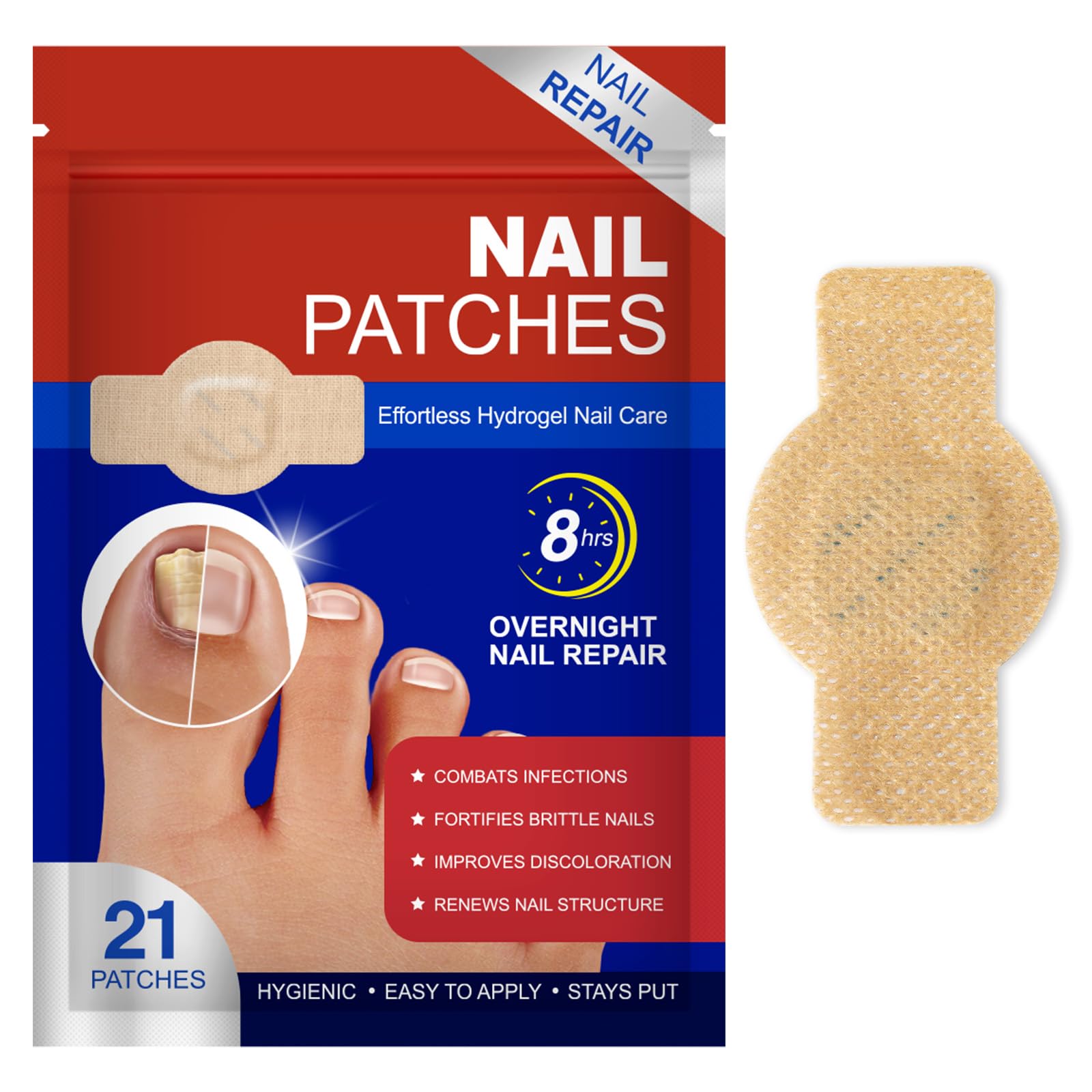 LTQXGT parches uñas fungicas: formato 21 piezas para aplicación discreta