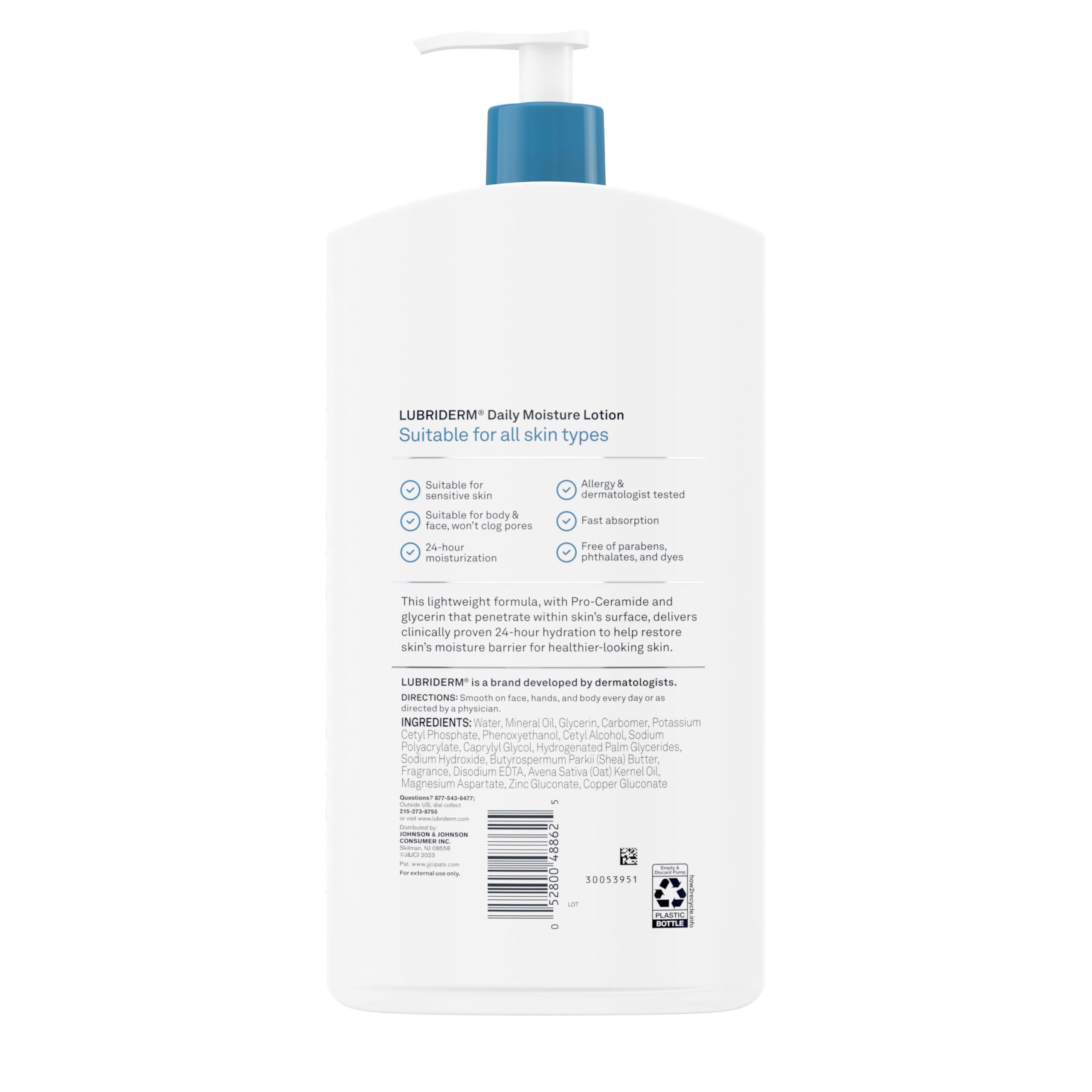 Dermatologist-tested Lubriderm labeling for sensitive skin
