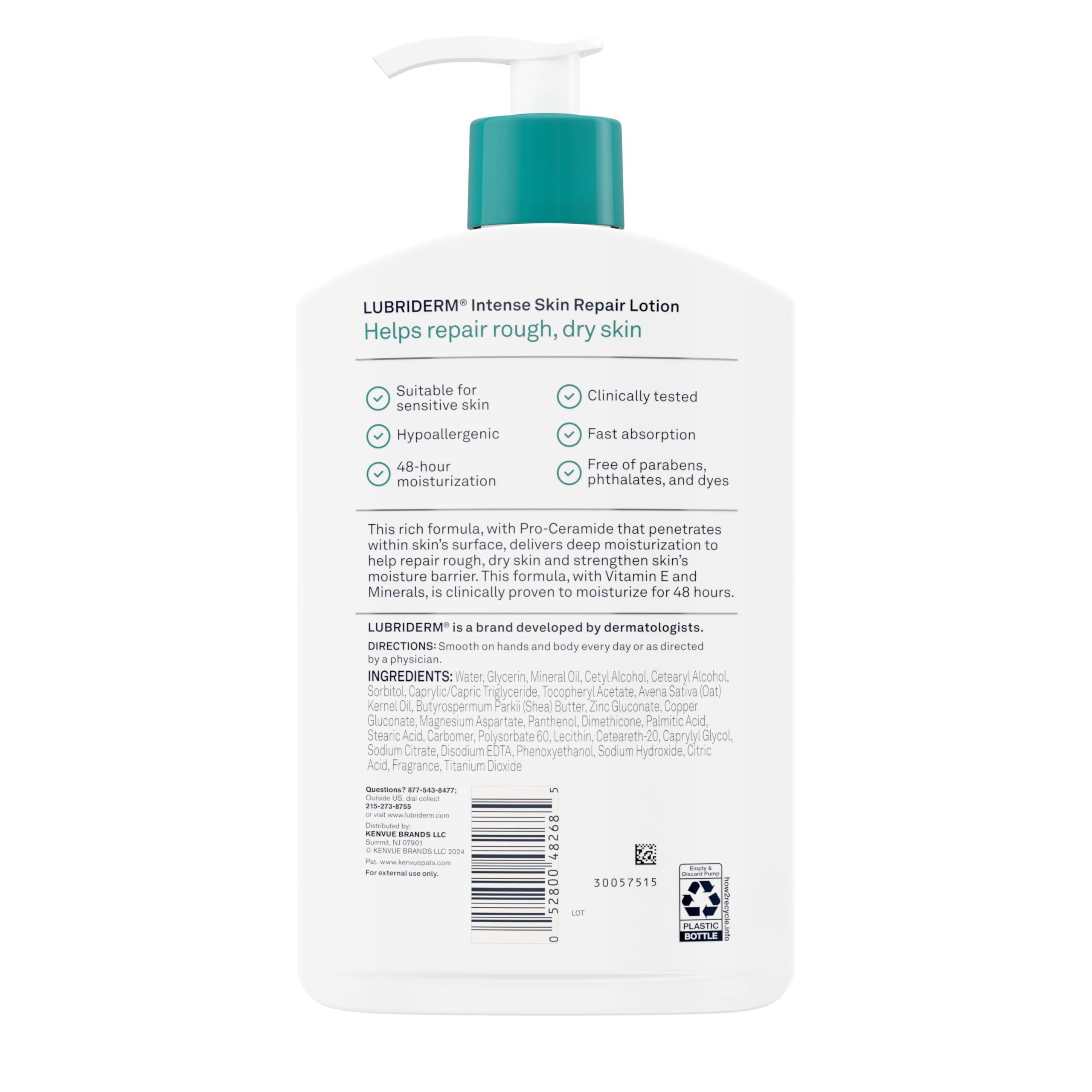Lubriderm fast-absorbing lotion on forearm shows light, non-greasy feel.