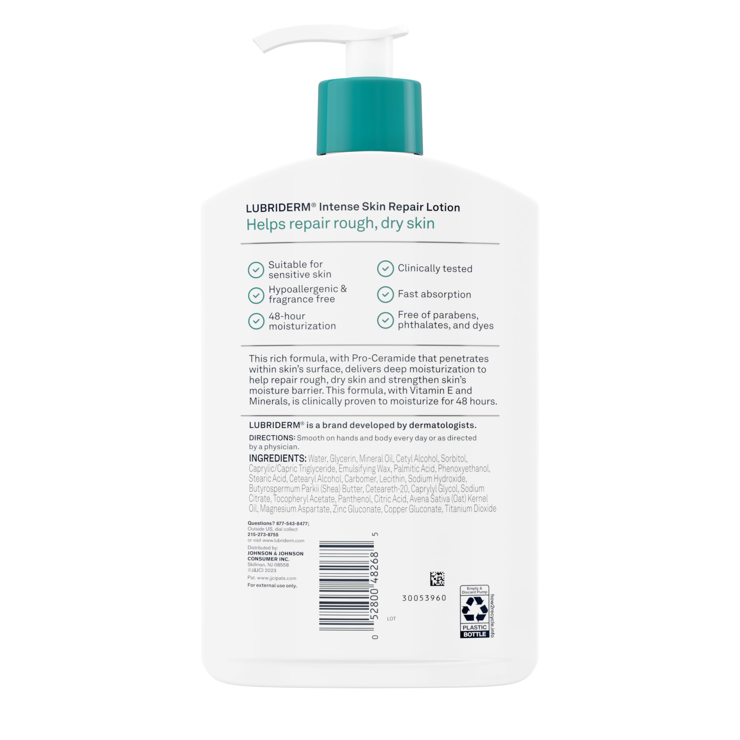 Lubriderm packaging with light scent conveys fresh, everyday use.