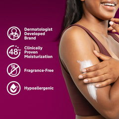 Lubriderm Terapia Avanzada Sin Fragancia, textura suave y absorción rápida para piel seca.