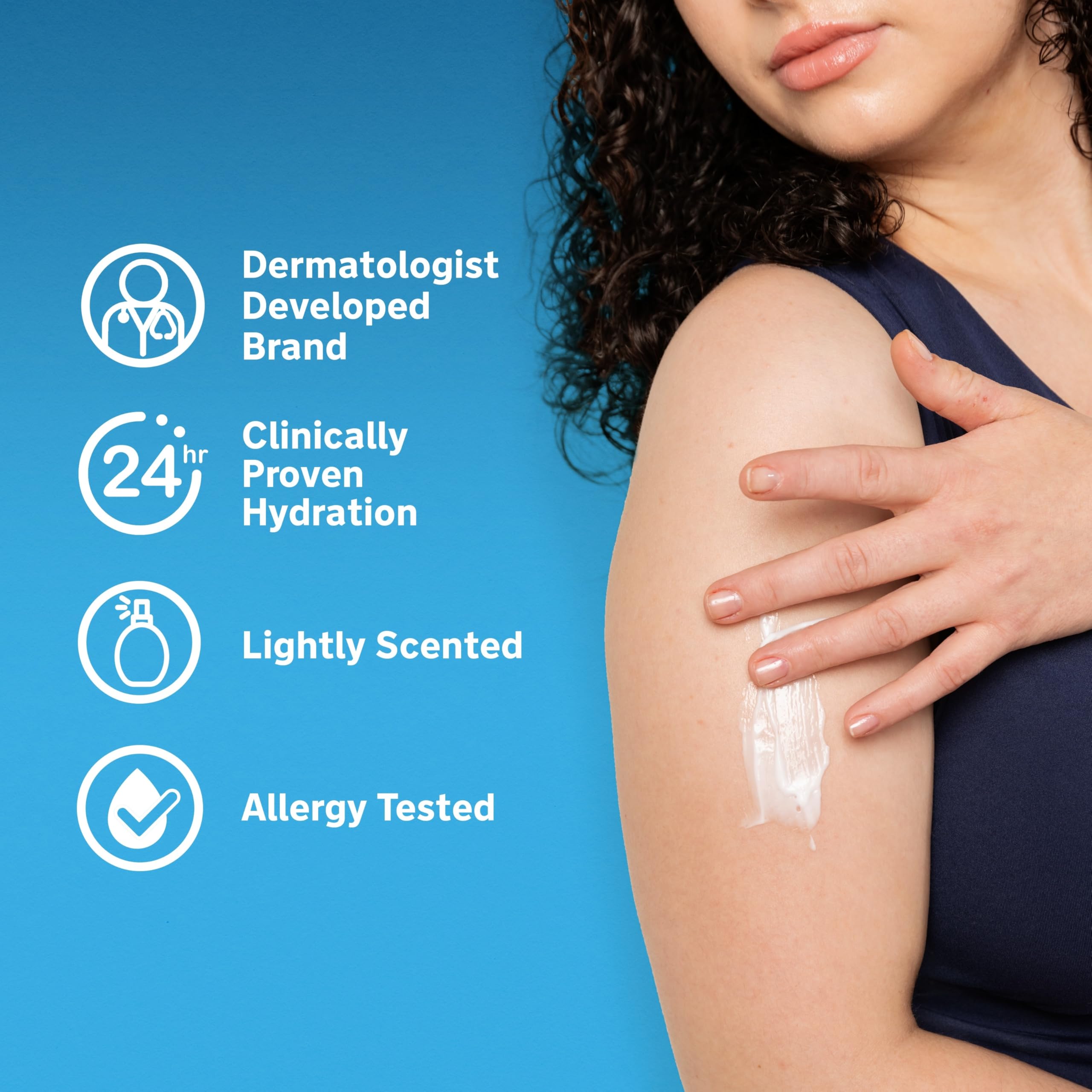 Lubriderm, uso diario en rostro, cuello y cuerpo, ayuda a mantener humedad.