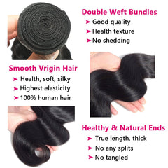 LUCASHA Brazilian body wave 22-inch bundle with closure for dramatic length