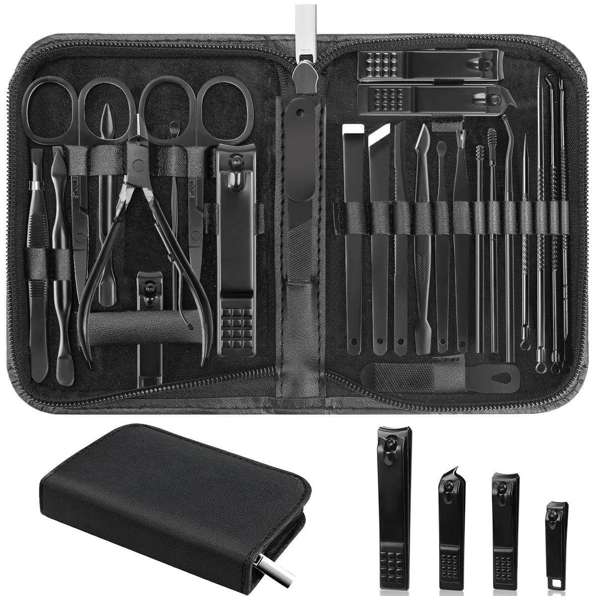 LUCK AROUND 26-piece manicure set in its case, ideal for organized travel grooming.