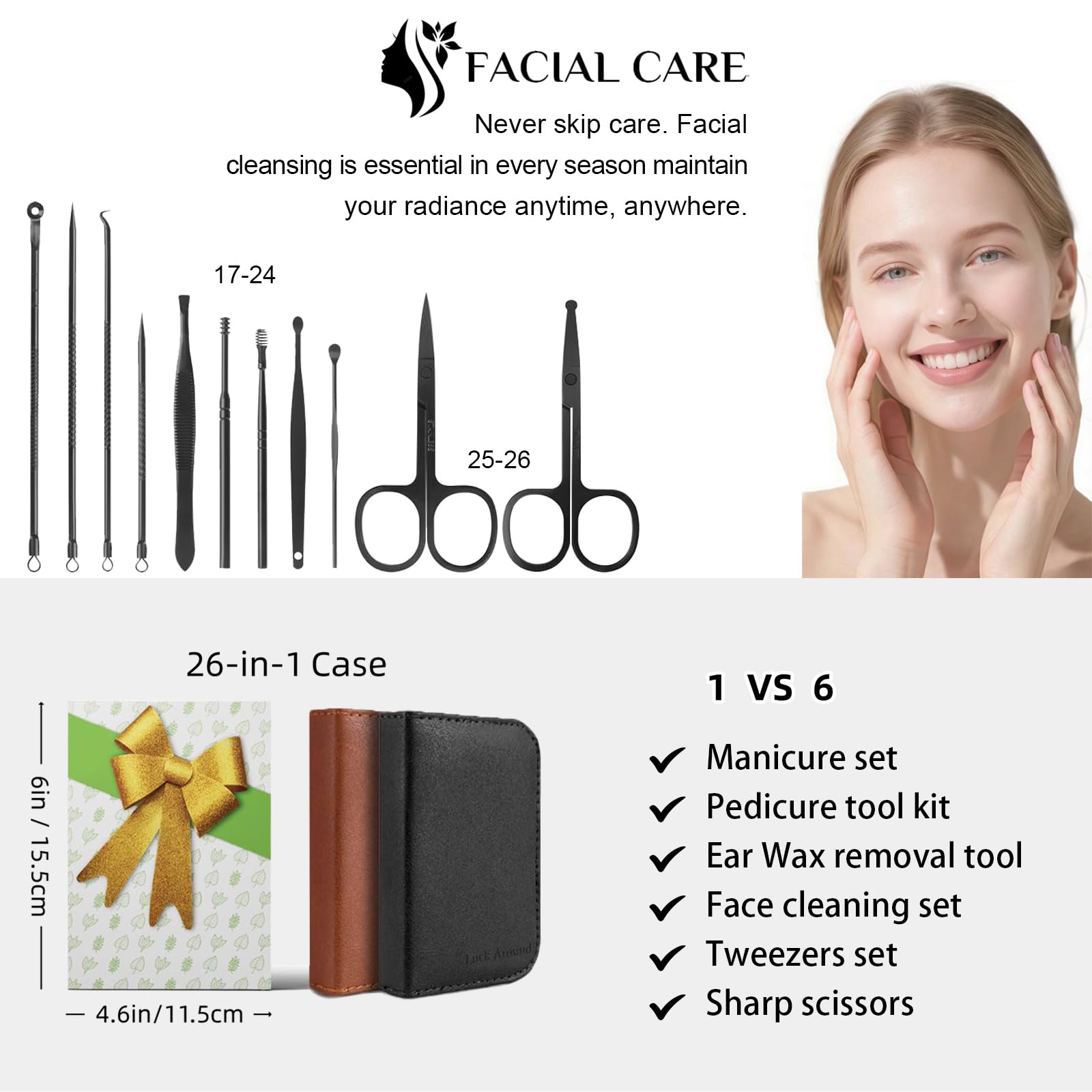 LUCK AROUND pedicure tools arranged in case, easy access for comprehensive grooming sessions.