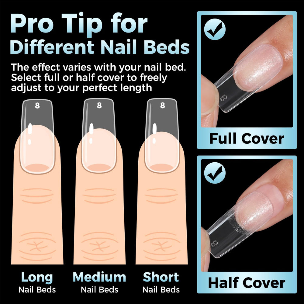 Luckyfairy versatile nail tips for gel, acrylic, dip, and DIY extensions