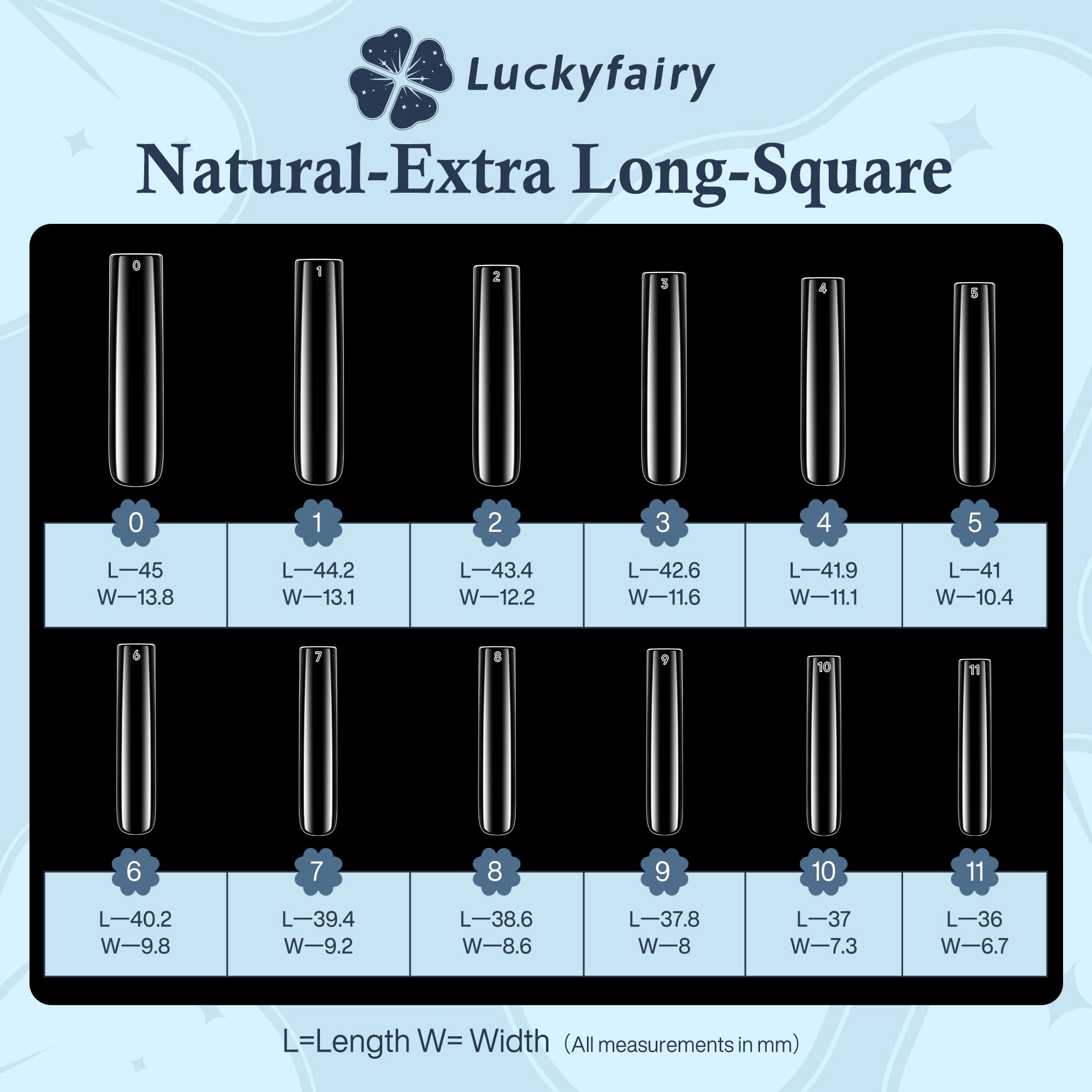 Luckyfairy easy-apply nail tips for salon or home DIY extensions.