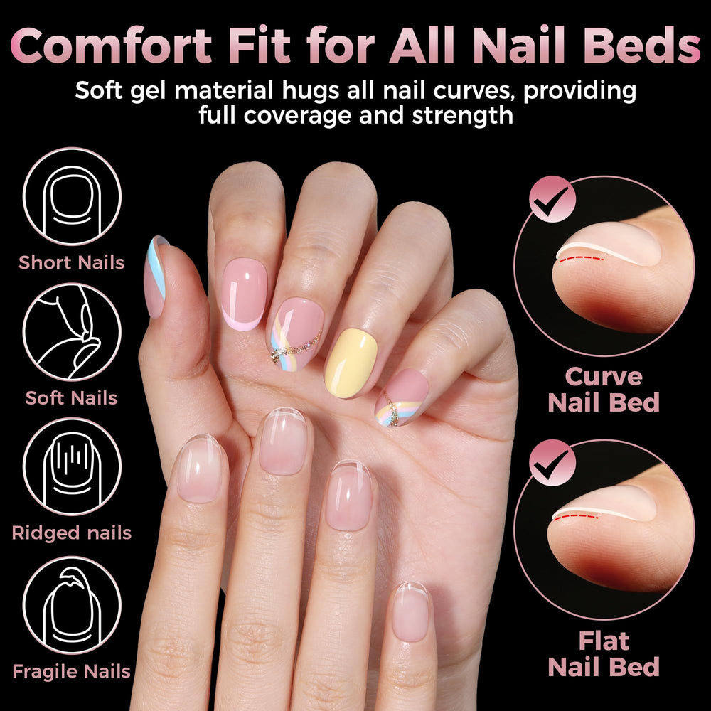 Luckyfairy full‑cover clear tips for versatile gel polish and nail art.