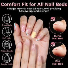 Luckyfairy full‑cover clear tips for versatile gel polish and nail art.