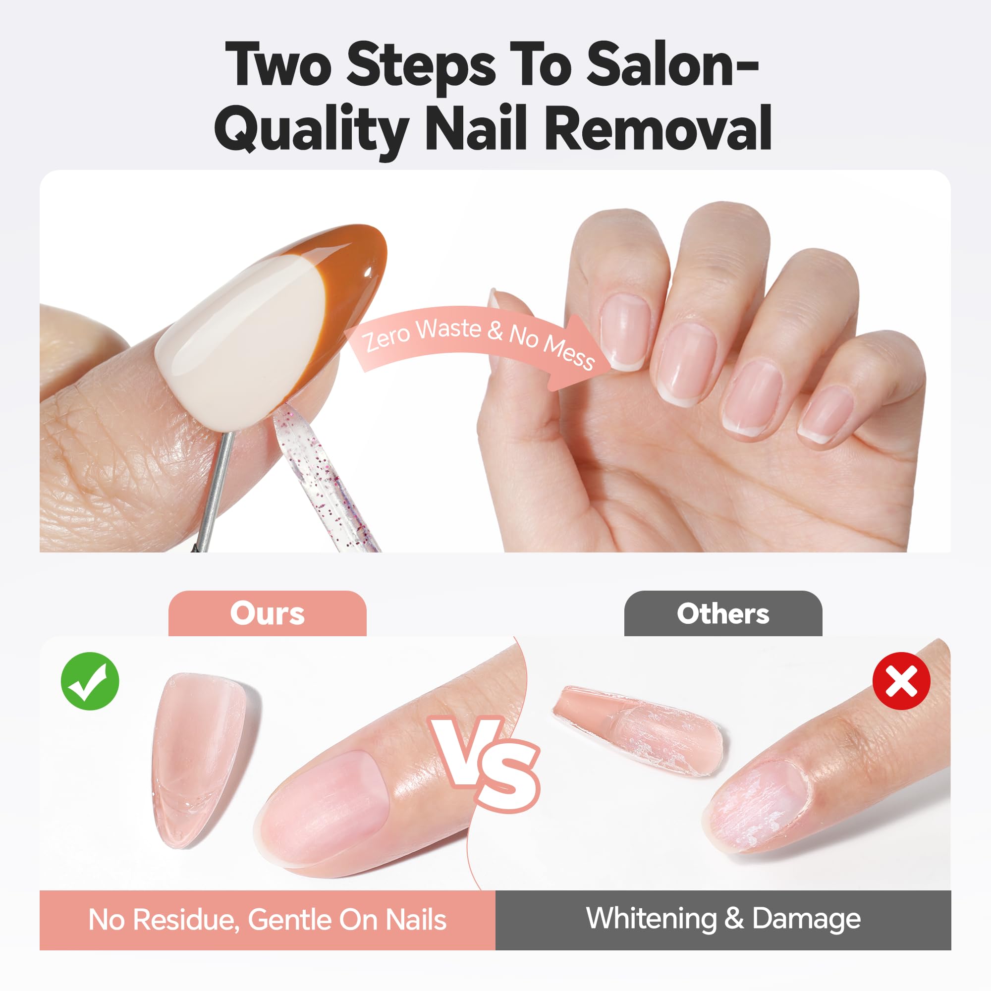 Luckyfairy Fast-dissolve action in minutes without residue on nails.
