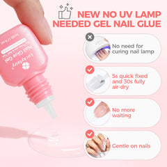 Luckyfairy glue with precision nozzle and steel needle for controlled dispensing.