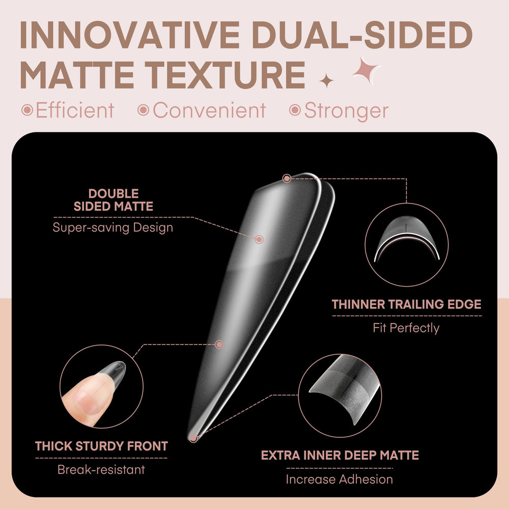 Luckyfairy Gelly Tips flat-fit almond shape for quick, comfortable application