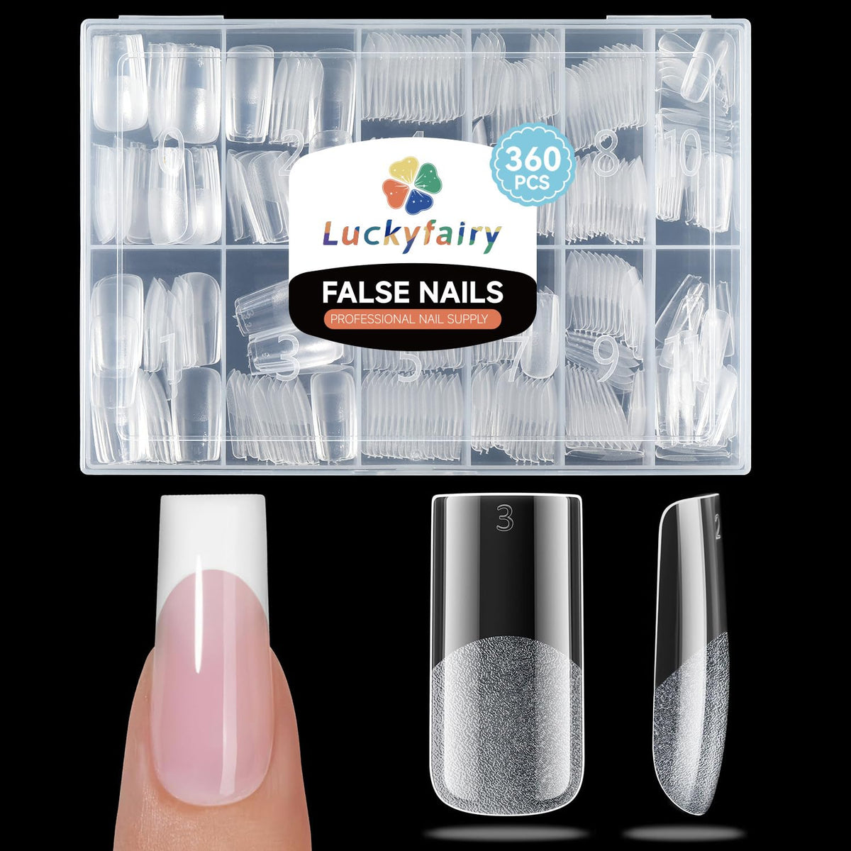 Luckyfairy medium square nail tips packaging for at-home DIY manicure