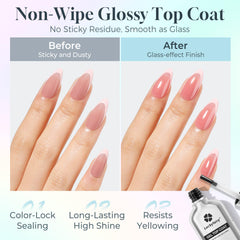 Luckyfairy top coat diamond shine bottle provides long-lasting gloss.