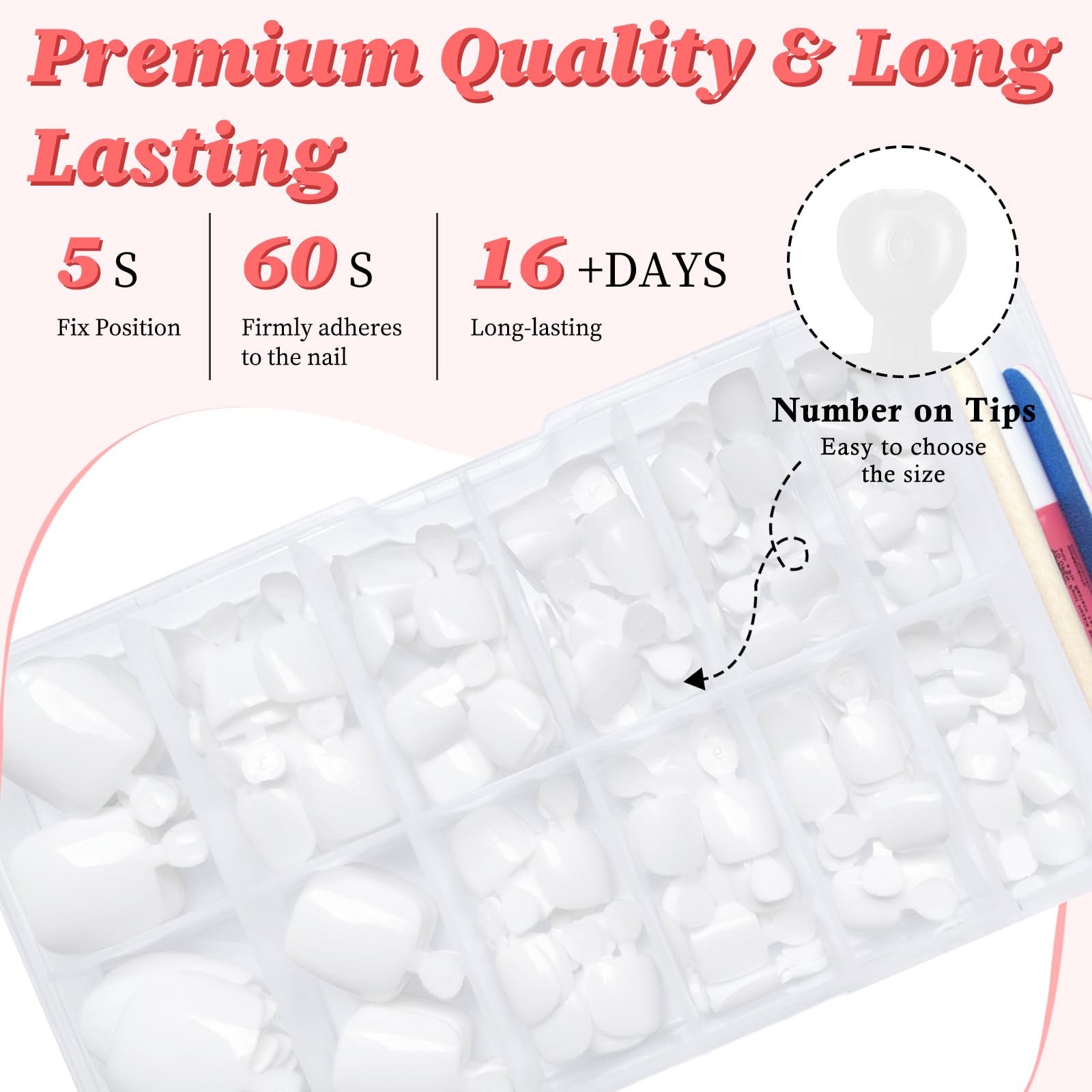 LuckForever nail file and stick for smooth, precise press-on application