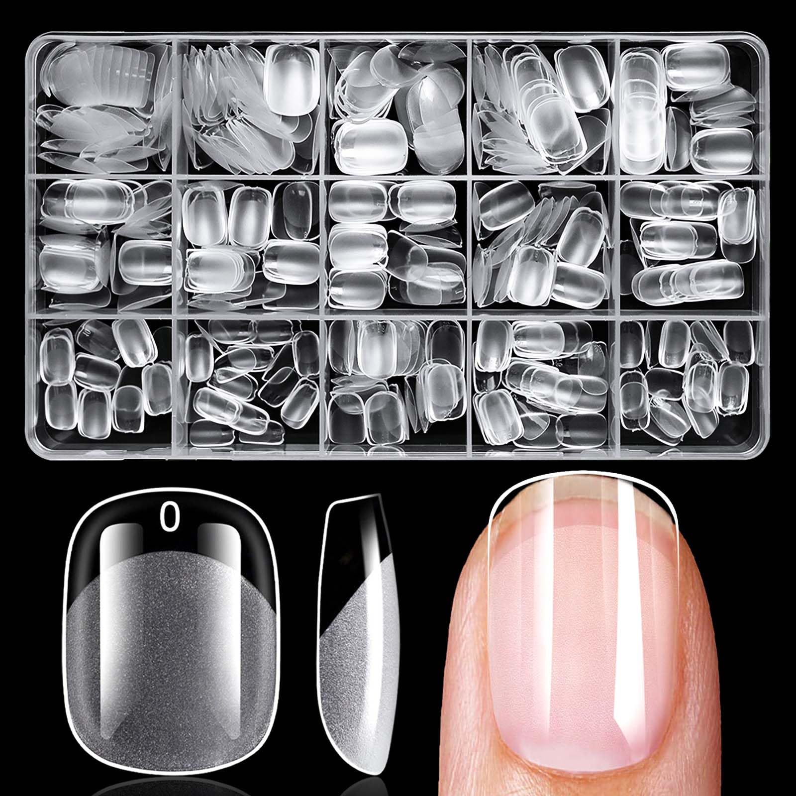 LuckForever: tips de uñas extracortos cuadrados claros para aplicación rápida y natural