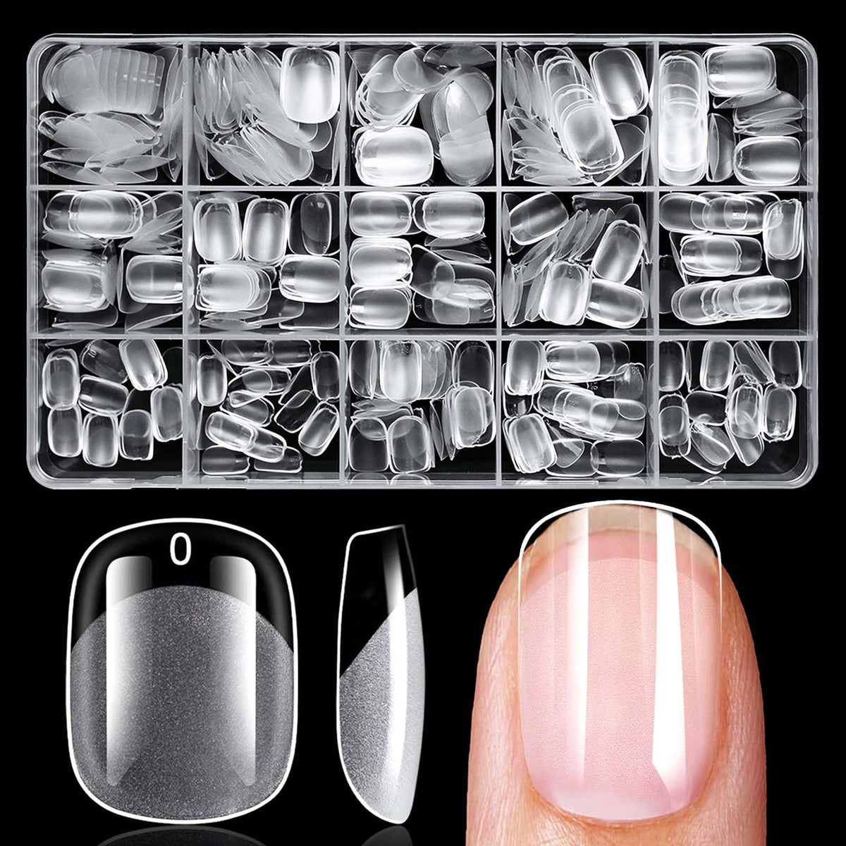 LuckForever: tips de uñas extracortos cuadrados claros para aplicación rápida y natural