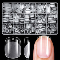 LuckForever: tips de uñas extracortos cuadrados claros para aplicación rápida y natural