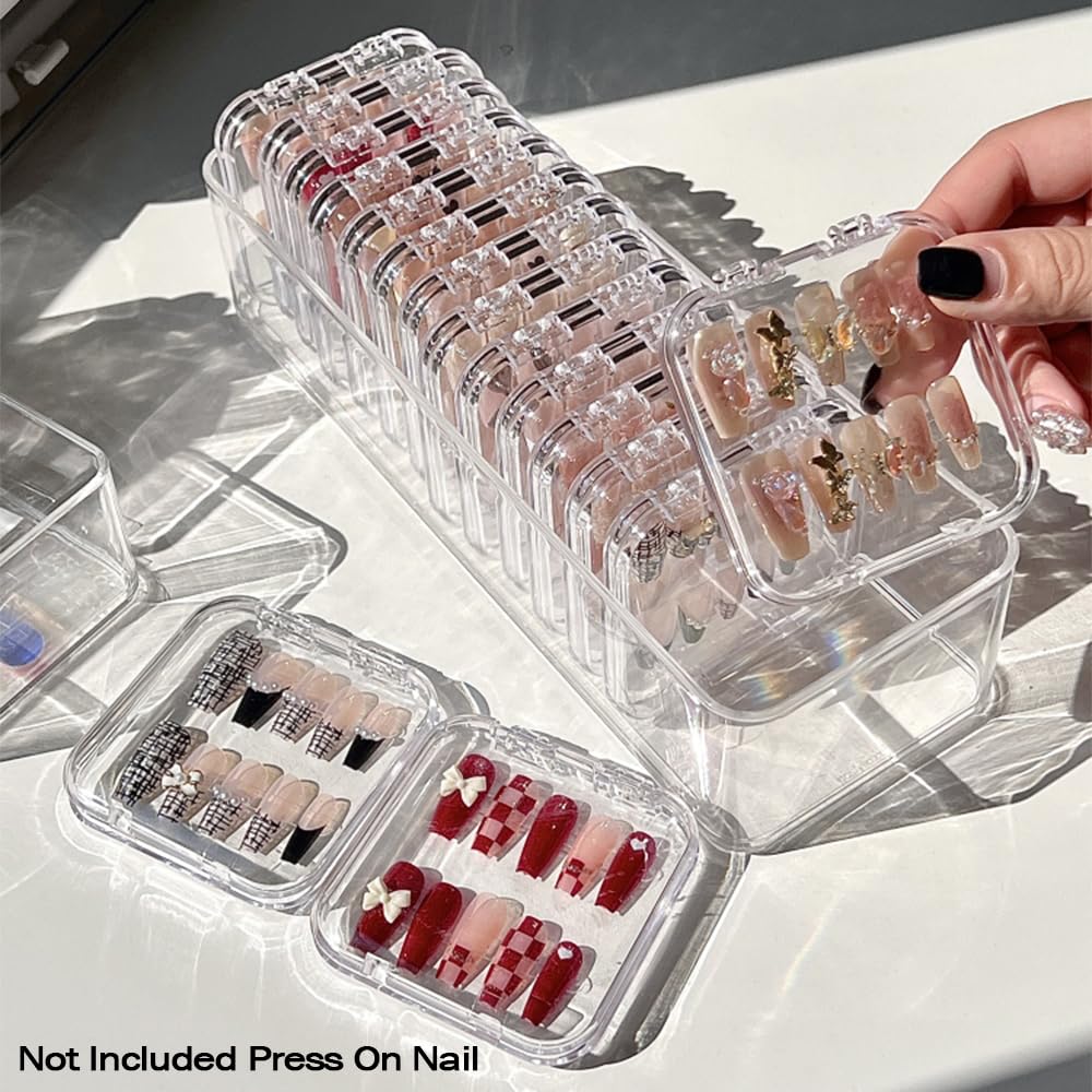 LUCKJUJU acrylic display case shows nail aesthetics with transparency.