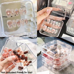 LUCKJUJU nail box includes adhesive tape for secure mounting and display.