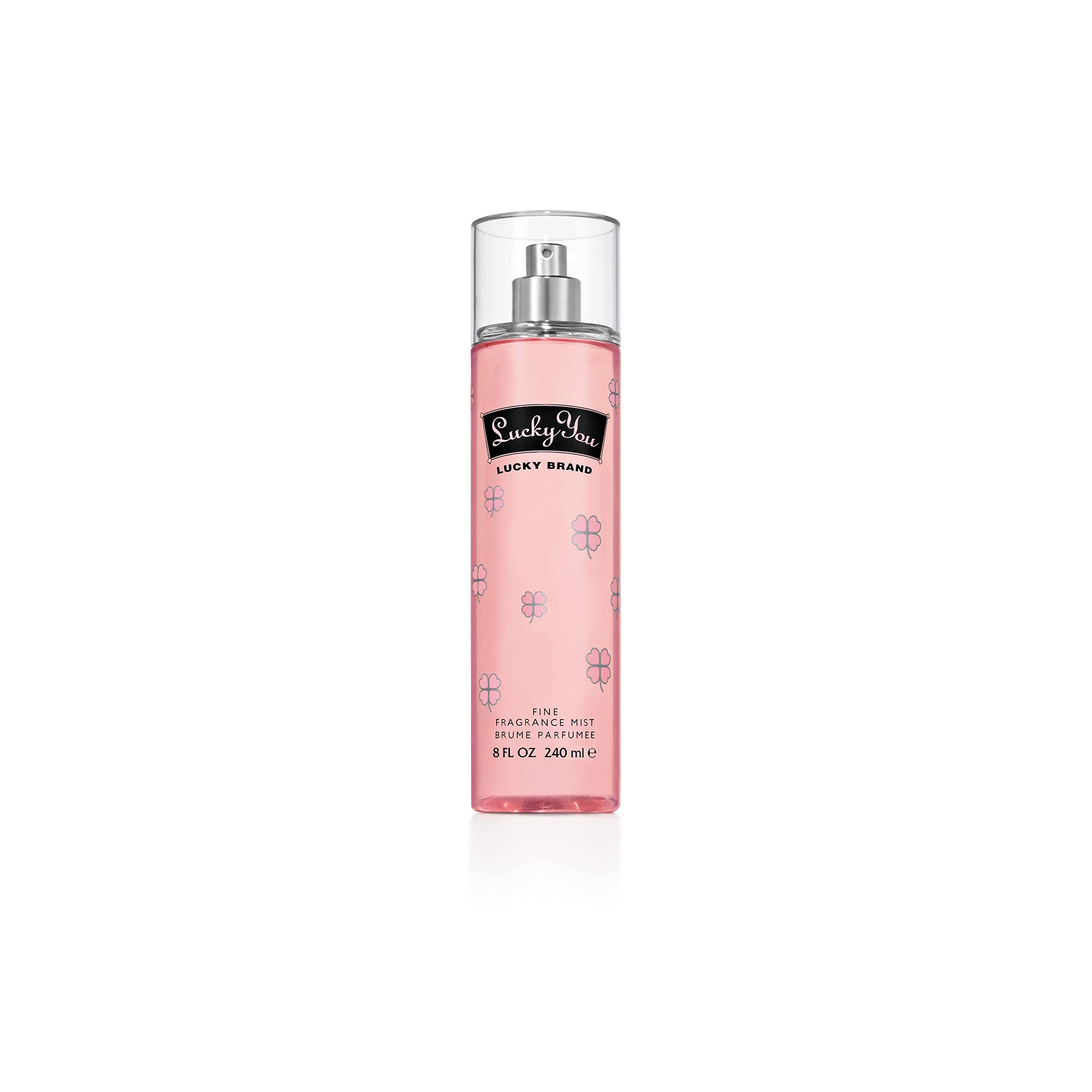 Close-up of Lucky Brand Lucky You body mist bottle with crisp citrus notes