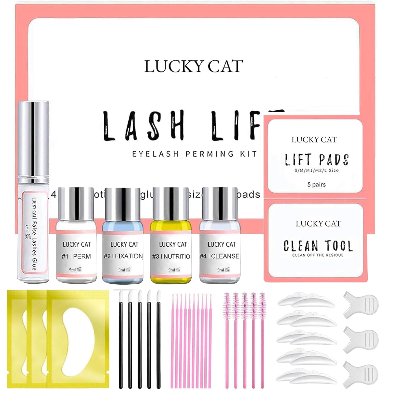 LUCKY CAT home lash lift result on model eyes with defined curl