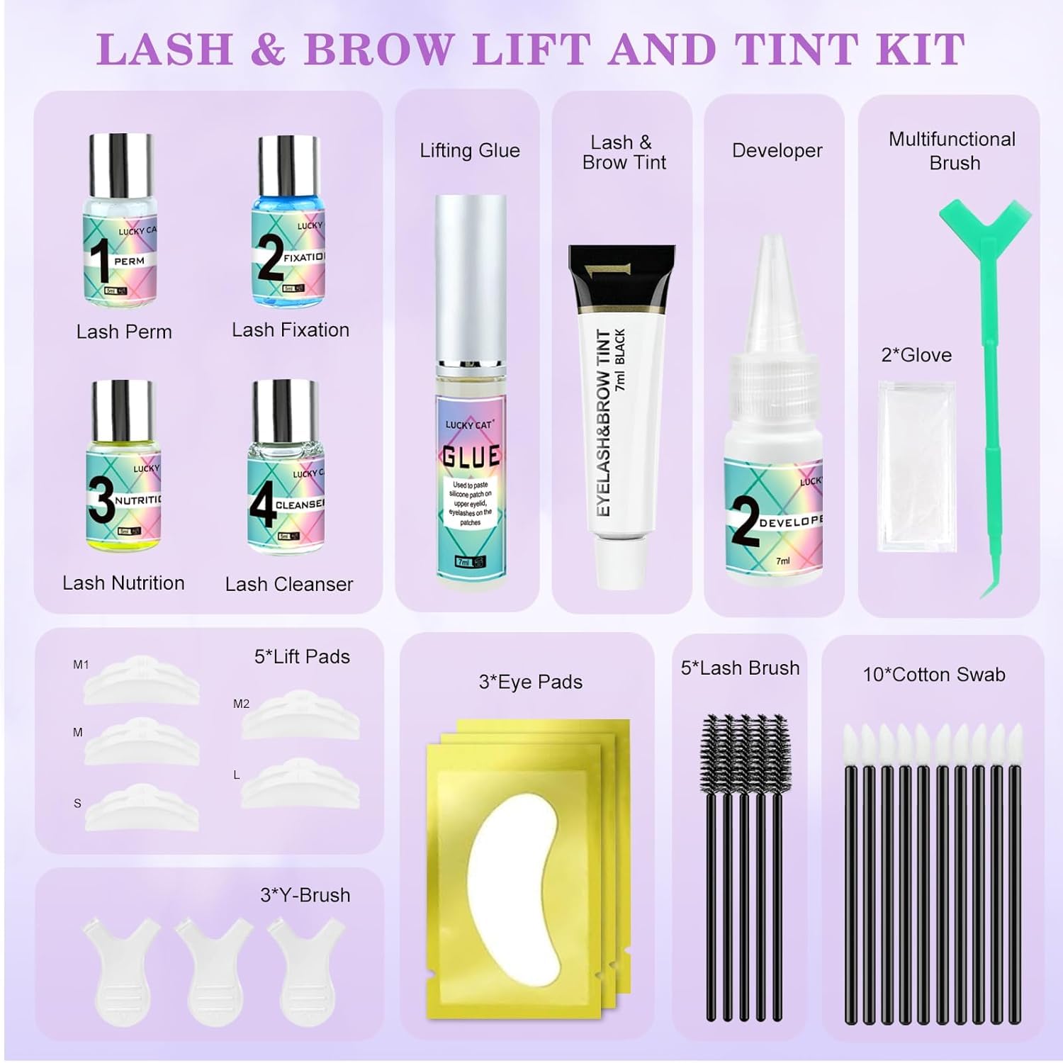 LUCKY CAT lash lift pads in varied sizes for perfect eye fit