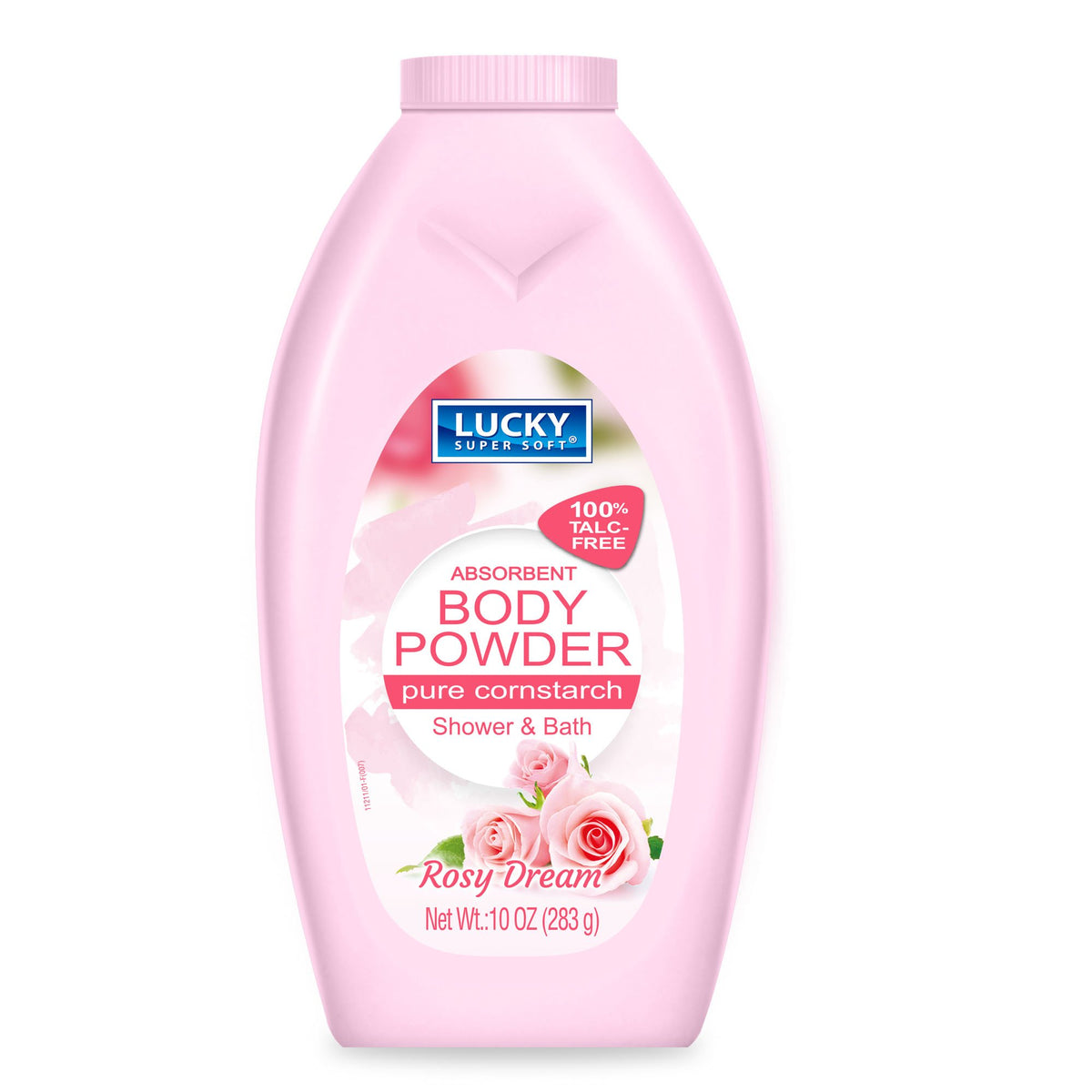 Lucky Super Soft polvo corporal Rosy Dream, absorbente y suave para uso diario tras la ducha.