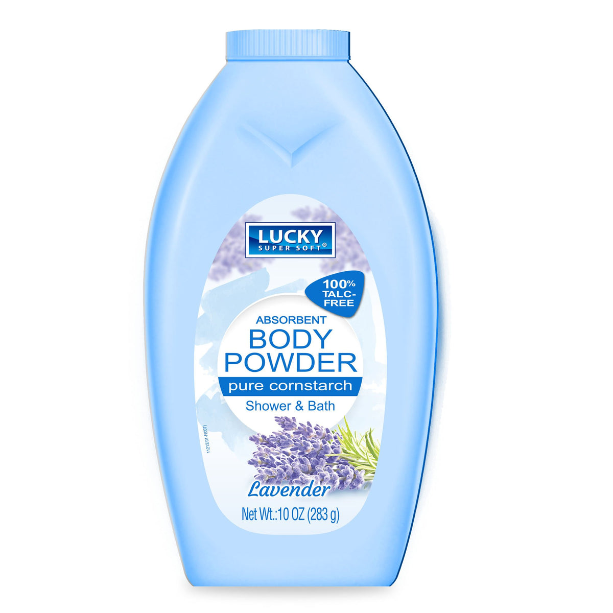 Lucky Super Soft Polvo de maicena para cuerpo con lavanda, ideal para uso diario suave.