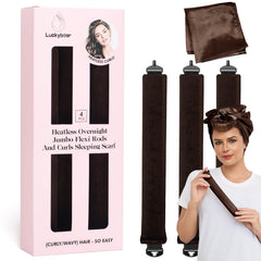 Luckybear heatless curls overnight rods jumbo set packaging showing the four-piece kit for no-heat styling