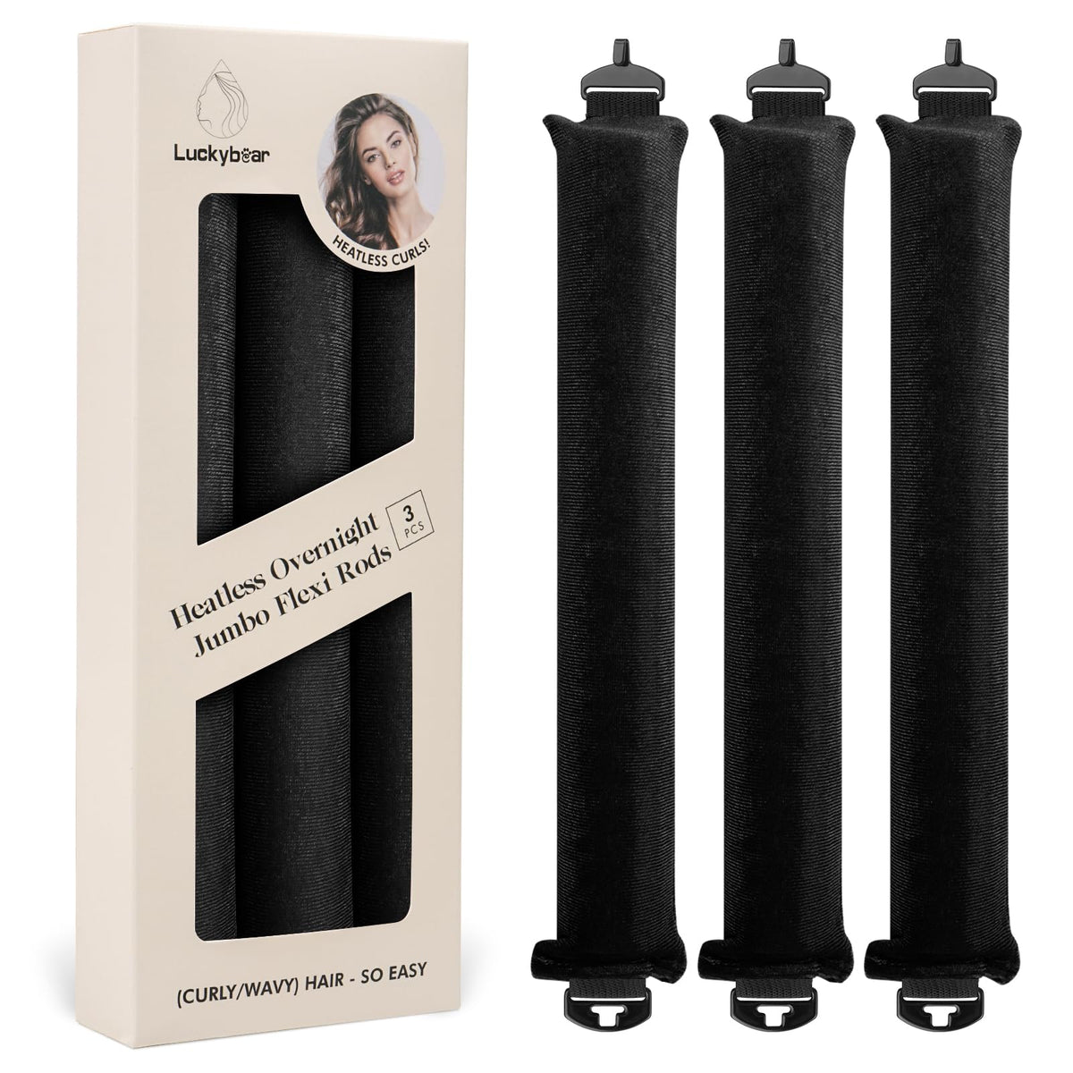 Luckybear overnight heatless curler with satin wrap for gentle, snag-free sleep curls.