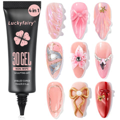 Luckyfairy 3D Gel Nail Art, botella visible, ideal para empezar diseños 3D en casa.