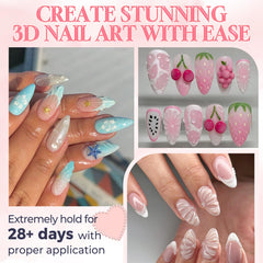 Luckyfairy 3D Gel Nail Art, área de moldeado, logra formas sin colapso para nail art.