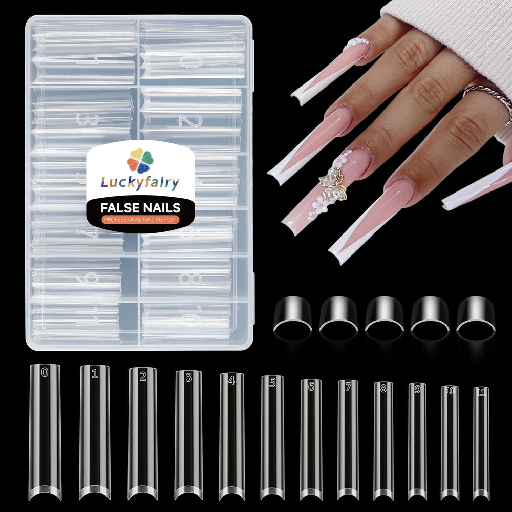 Luckyfairy 3XL No C Curve square nail tips ready for quick at-home extensions.
