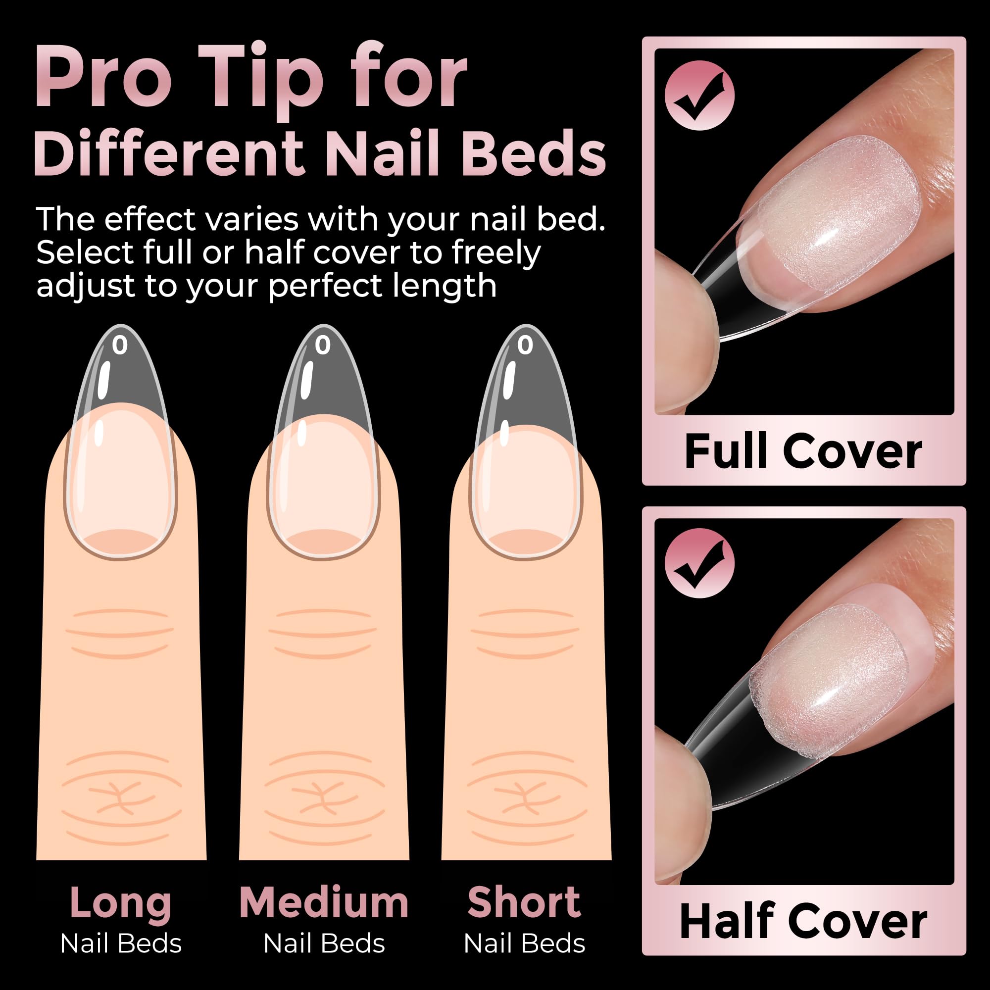 Luckyfairy tips work with gel, acrylic, and dip systems.