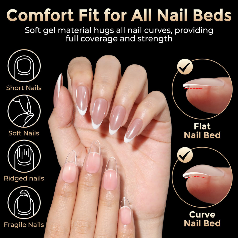 Luckyfairy almond tips with thick front and shallow back for natural wear