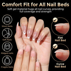 Luckyfairy almond tips with thick front and shallow back for natural wear
