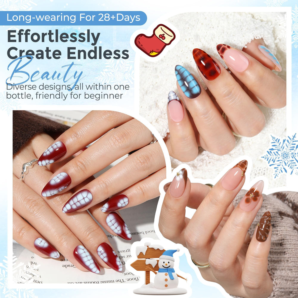 Applying Luckyfairy Blooming Gel Clear for marble and watercolor nail designs.