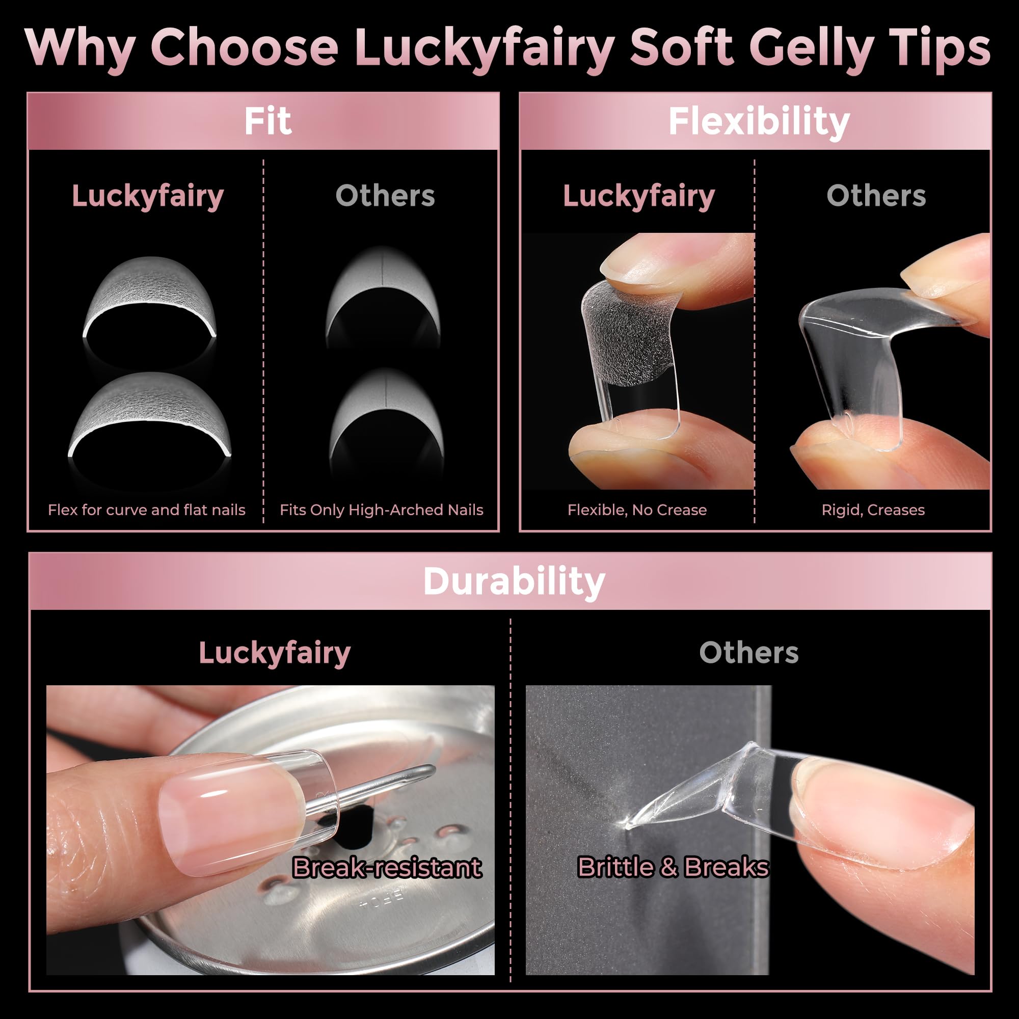 Luckyfairy durable tips resist chipping for longer wear.