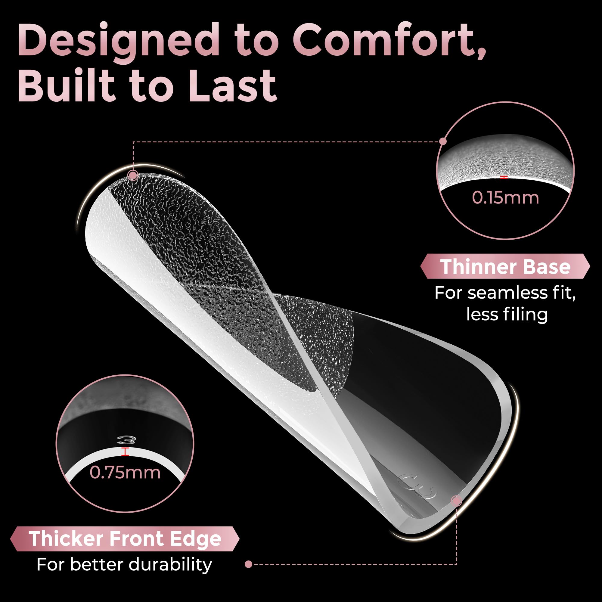 Luckyfairy clear gel tips offer natural wearing feel and easy shaping.