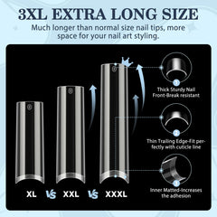 Luckyfairy clear long square tips back end thin for a natural wearing feel.
