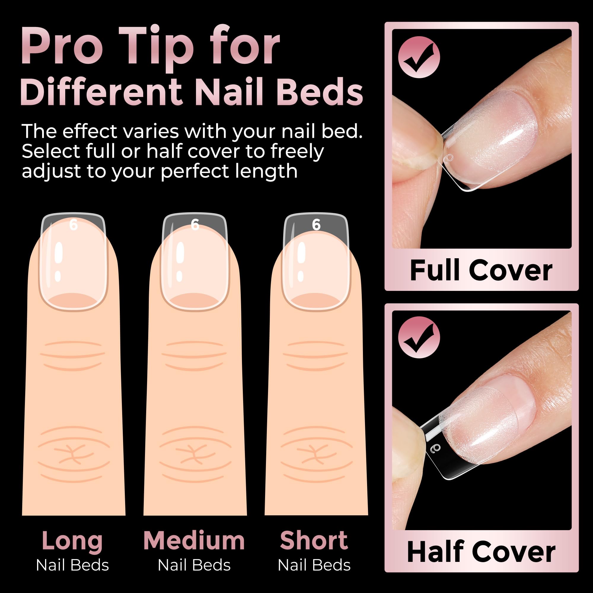 Luckyfairy clear nail tips ready for gel, acrylic, or dip powder applications.